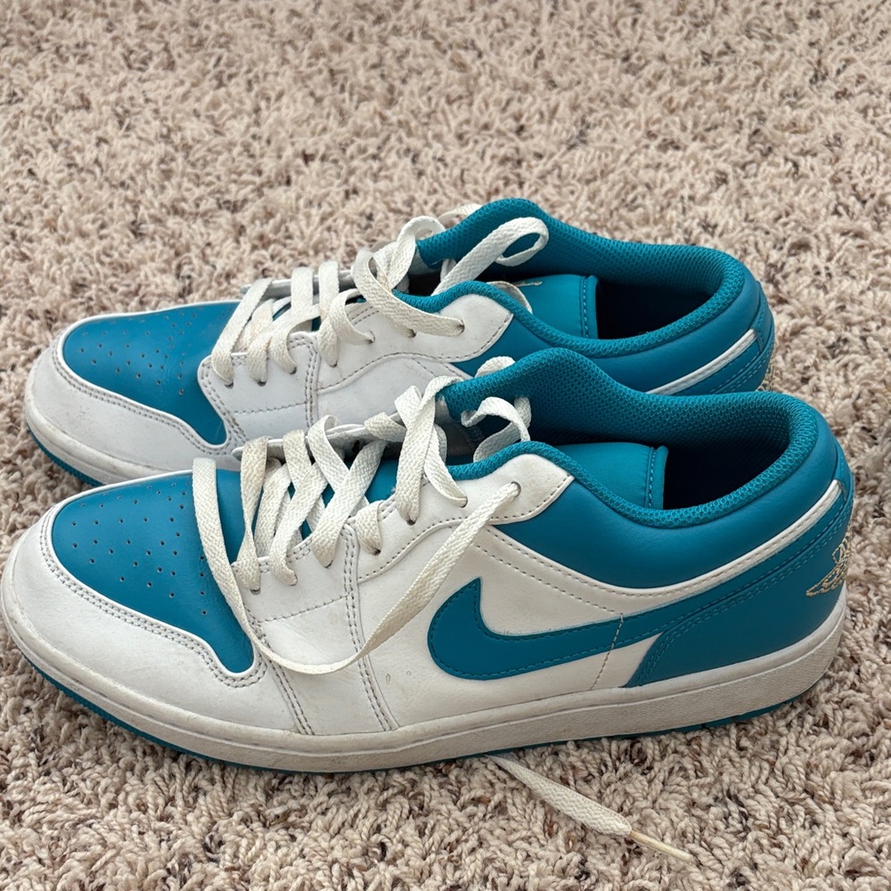 Nike Turquoise and White Low-Top Sneakers